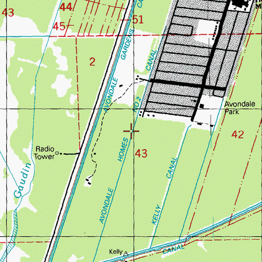 Topographic Map of Avondale Homes Number Two Canal, LA
