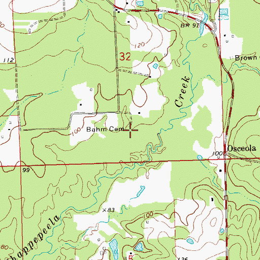 Topographic Map of Bahm Cemetery, LA