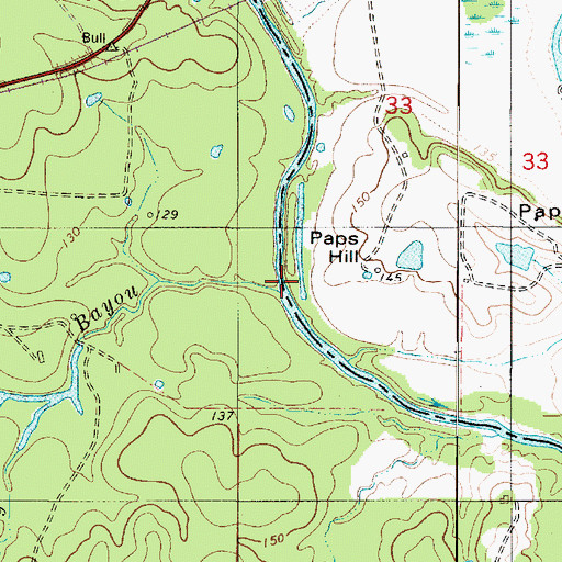 Topographic Map of Bailey Bayou, LA