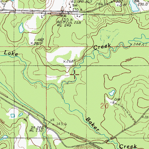 Topographic Map of Baker Creek, LA