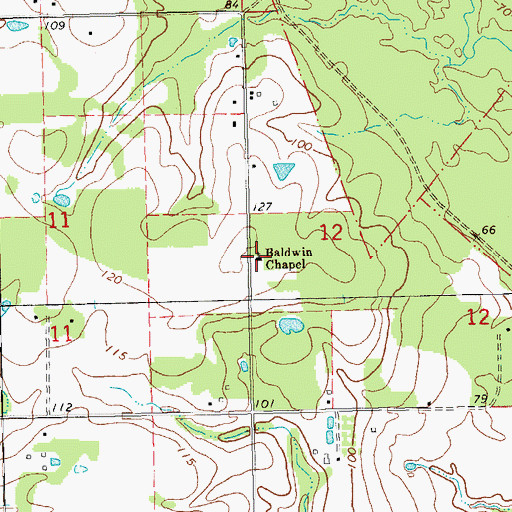 Topographic Map of Baldwin Chapel, LA
