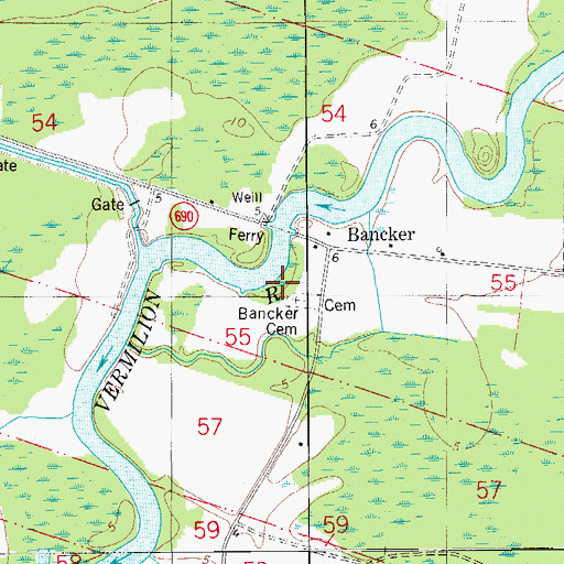 Topographic Map of Bancker Cemetery, LA