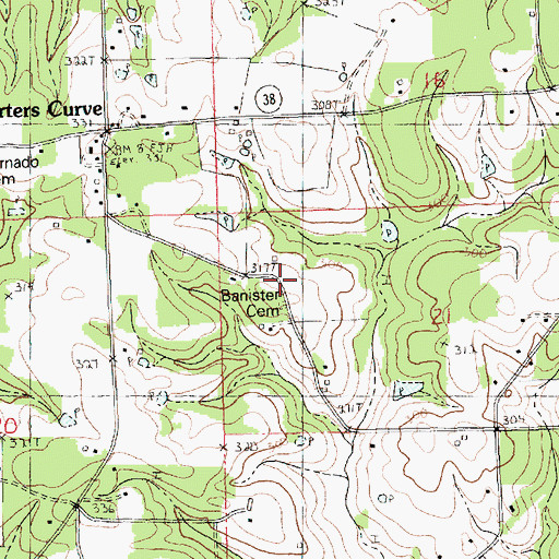 Topographic Map of Banister Cemetery, LA