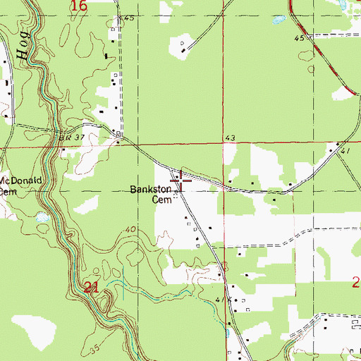 Topographic Map of Bankston Cemetery, LA