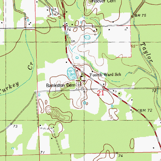 Topographic Map of Bankston Cemetery, LA