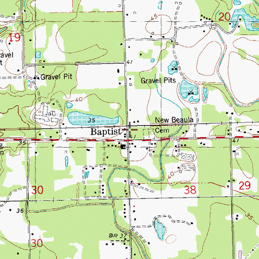 Topographic Map of Baptist, LA