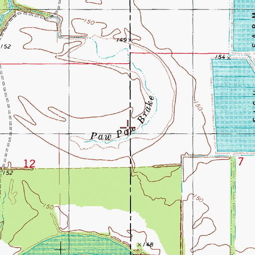 Topographic Map of Paw Paw Brake, AR