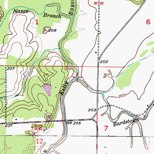 Topographic Map of Bardstown Bayou, LA