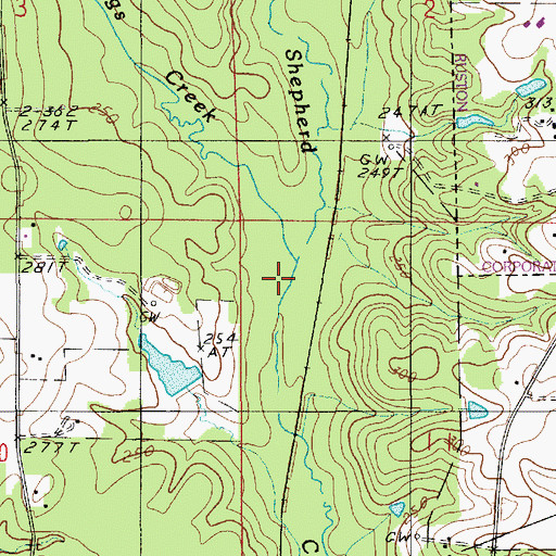 Topographic Map of Barnet Springs Creek, LA