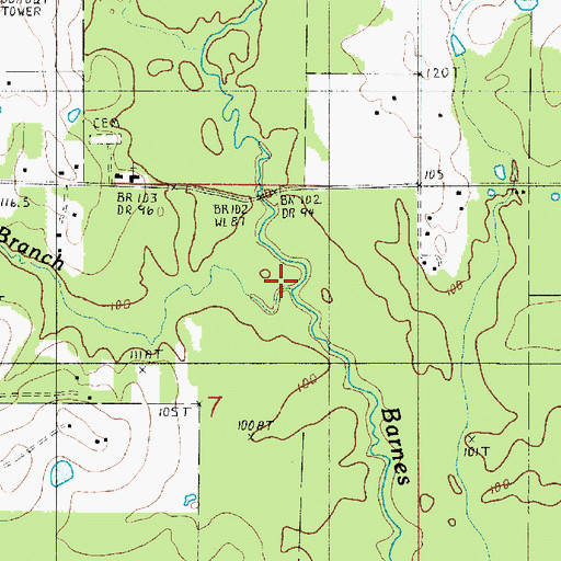 Topographic Map of Barrantine Branch, LA