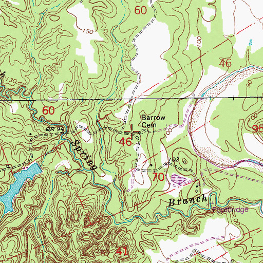 Topographic Map of Barrow Cemetery, LA
