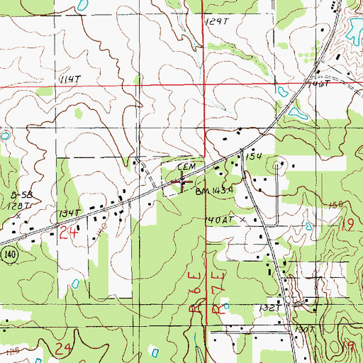 Topographic Map of Bartholomew Church, LA