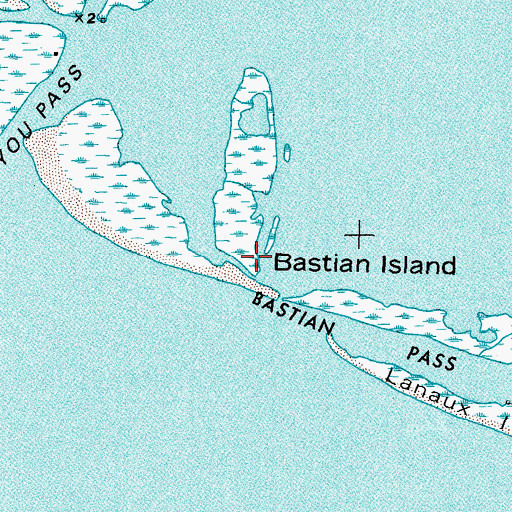 Topographic Map of Bastian Island, LA