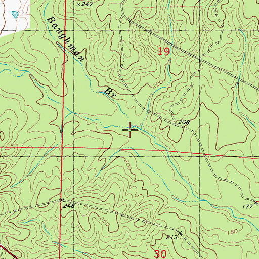 Topographic Map of Baughman Branch, LA