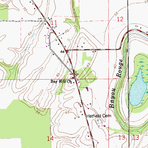 Topographic Map of Bay Hill Church, LA