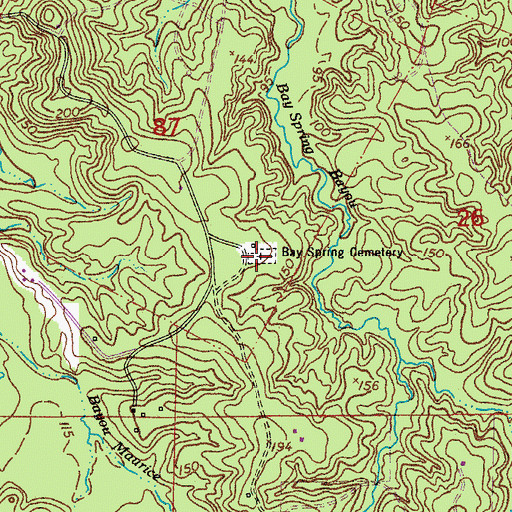 Topographic Map of Bay Spring Cemetery, LA