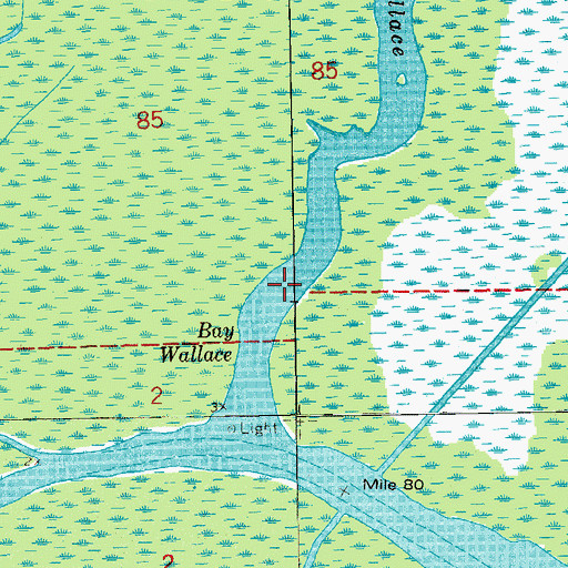 Topographic Map of Bay Wallace, LA