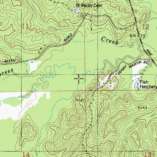 Topographic Map of Baygent Branch, LA