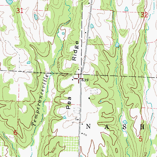 Topographic Map of Pea Ridge, AR