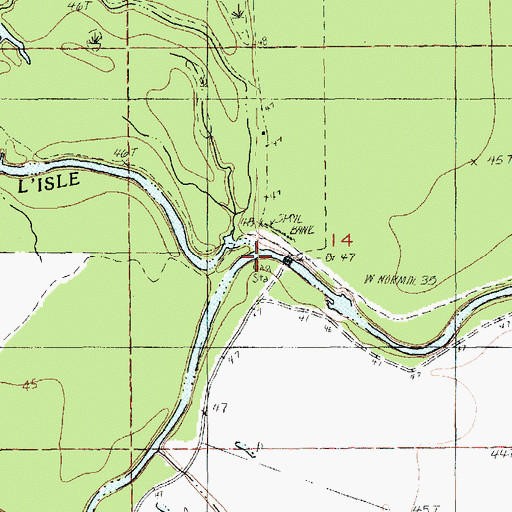 Topographic Map of Bayou de L'Isle, LA