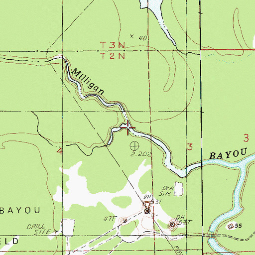 Topographic Map of Bayou des Cyprs, LA
