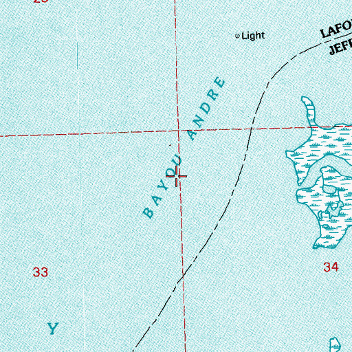 Topographic Map of Bayou Andre, LA