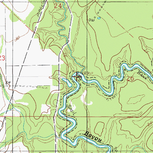 Topographic Map of Bayou Barwick, LA