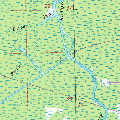 Topographic Map of Bayou Baton Pilon, LA