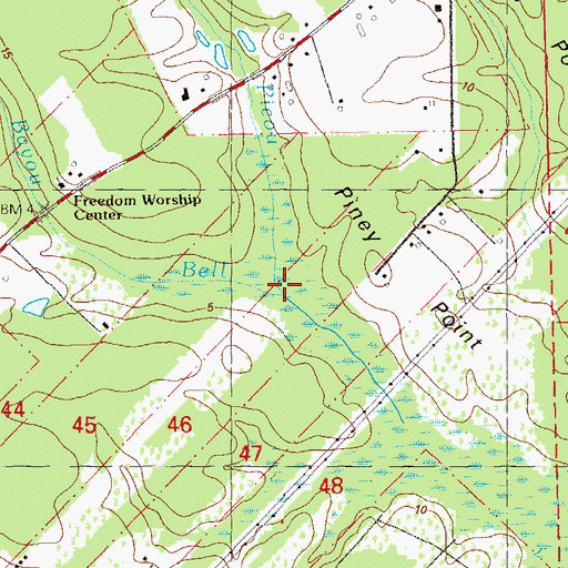 Topographic Map of Bayou Bell, LA