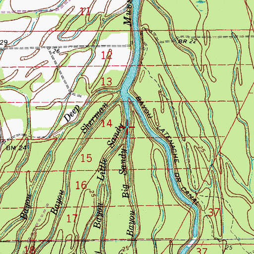 Topographic Map of Bayou Big Sandy, LA