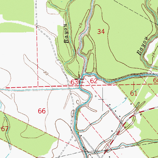 Topographic Map of Bayou Black, LA