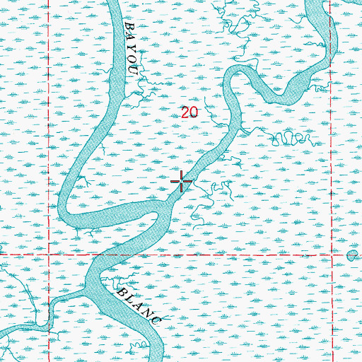 Topographic Map of Bayou Blanc, LA