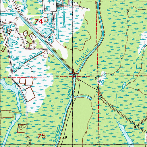 Topographic Map of Bayou Blue, LA