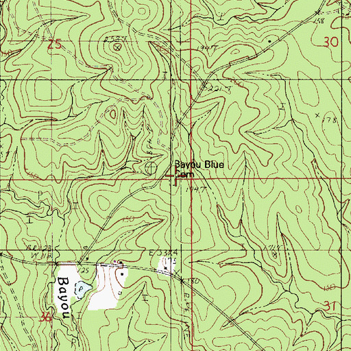 Topographic Map of Bayou Blue Cemetery, LA