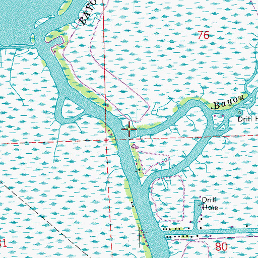 Topographic Map of Bayou Boeuf, LA