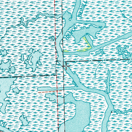 Topographic Map of Bayou Bouillon, LA
