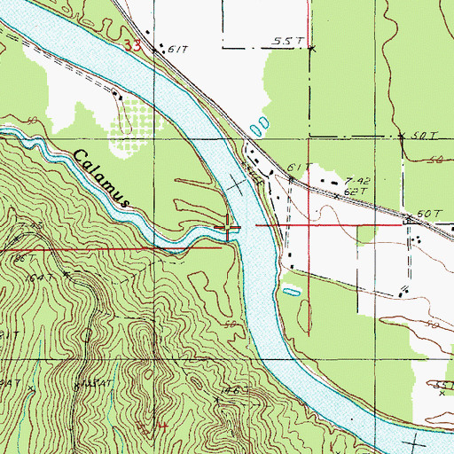 Topographic Map of Bayou Calamus, LA