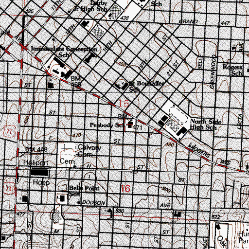 Topographic Map of Peabody School, AR