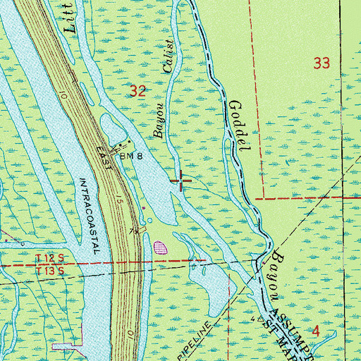Topographic Map of Bayou Calist, LA