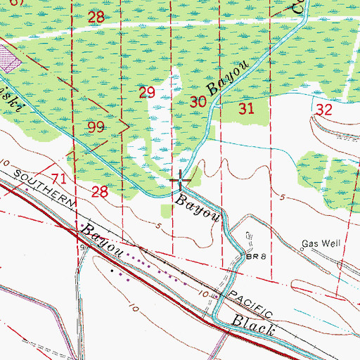 Topographic Map of Bayou Cane, LA