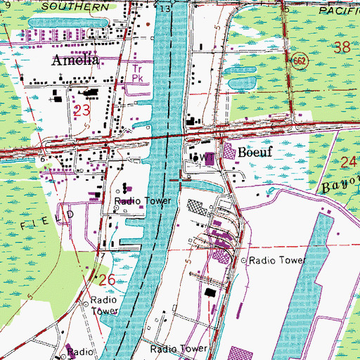 Topographic Map of Bayou Caroline, LA