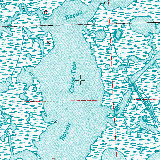 Topographic Map of Bayou Casse-Tete, LA