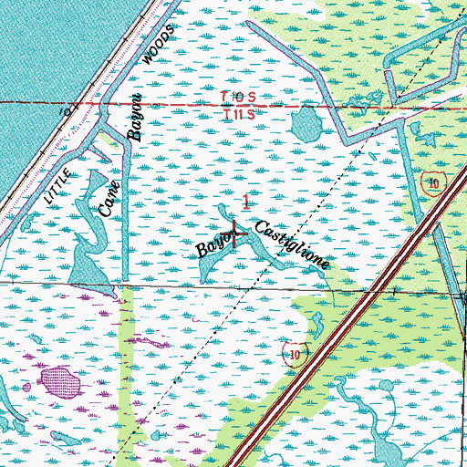 Topographic Map of Bayou Castiglione, LA