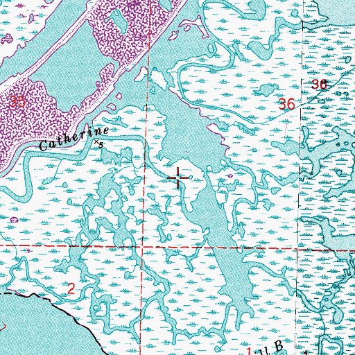 Topographic Map of Bayou Catherine, LA