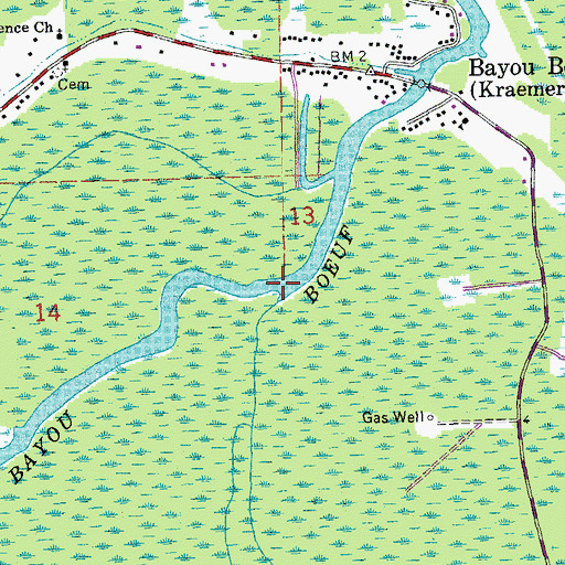 Topographic Map of Bayou Chactimahan, LA