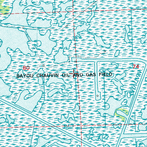 Topographic Map of Bayou Chauvin Oil and Gas Field, LA