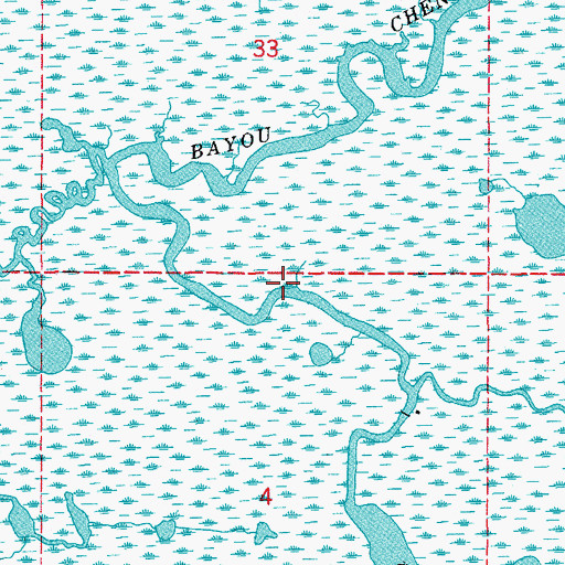 Topographic Map of Bayou Chene, LA