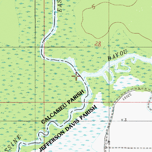 Topographic Map of Bayou Chene, LA
