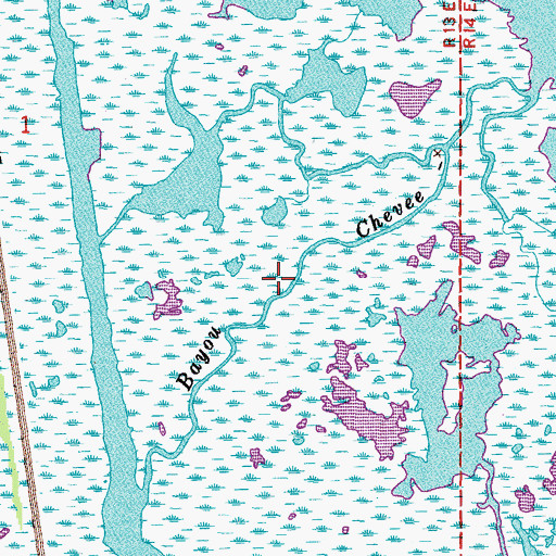 Topographic Map of Bayou Chevee, LA