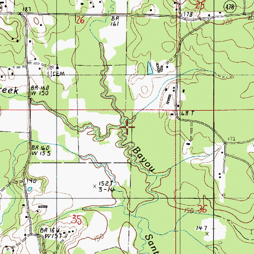 Topographic Map of Bayou Chori, LA